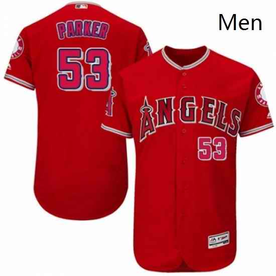 Mens Majestic Los Angeles Angels of Anaheim 53 Blake Parker Red Alternate Flex Base Authentic Collection MLB Jersey